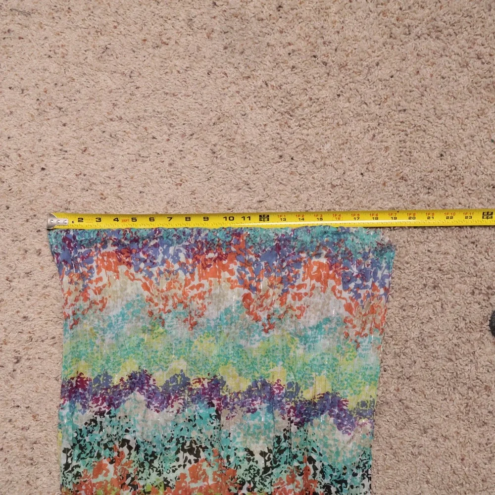 Multicolor Abstract Print Viscose Metallic‎ Scarf Tassels Indie Sleeze Boho Y2K